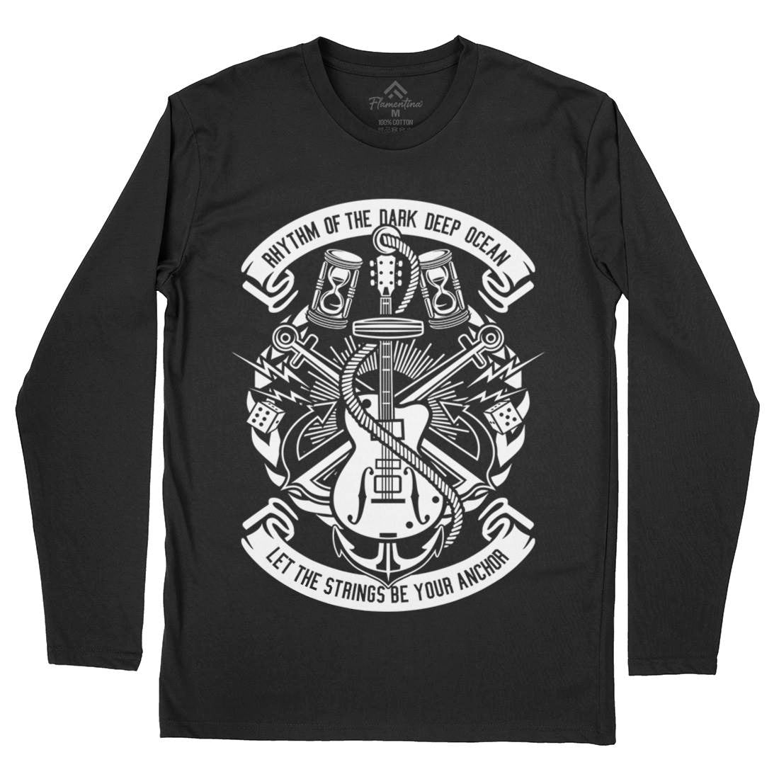 Rhythm Of Dark Ocean Mens Long Sleeve T-Shirt Navy B611