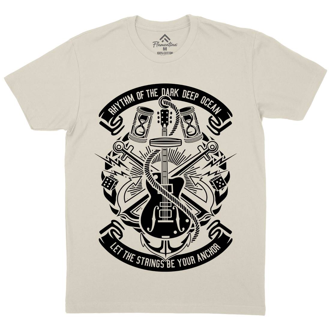 Rhythm Of Dark Ocean Mens Organic Crew Neck T-Shirt Navy B611