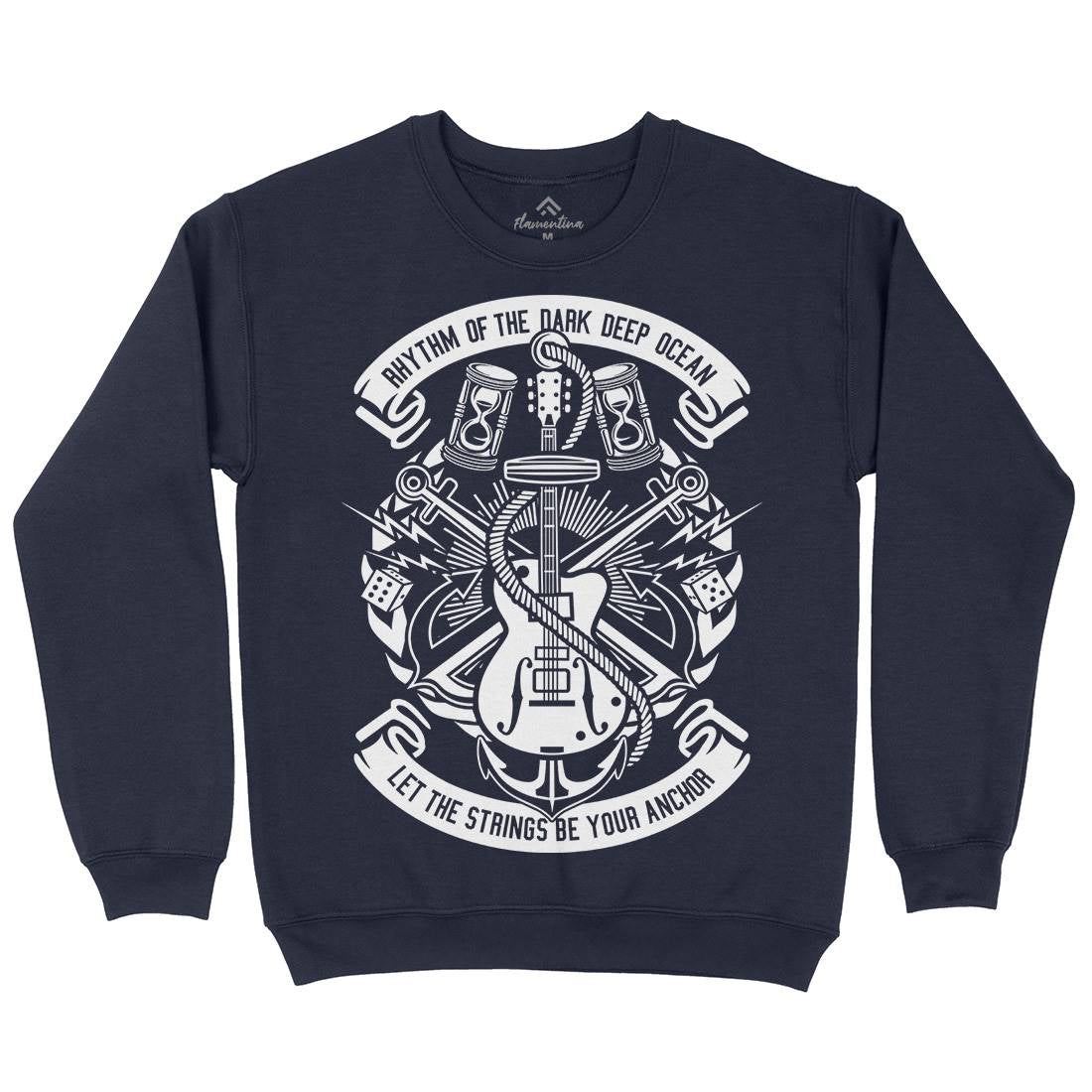 Rhythm Of Dark Ocean Mens Crew Neck Sweatshirt Navy B611