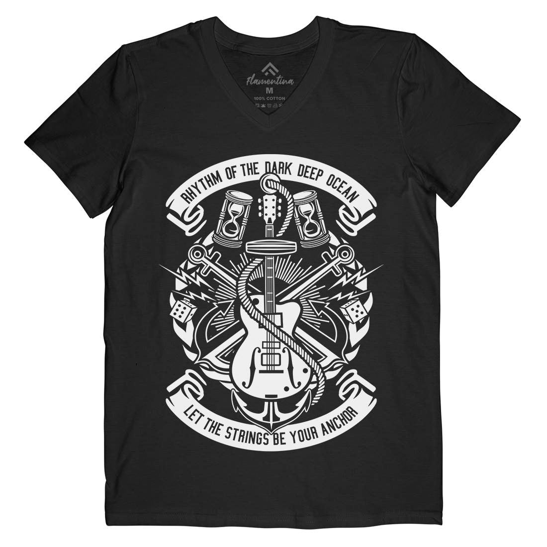 Rhythm Of Dark Ocean Mens V-Neck T-Shirt Navy B611