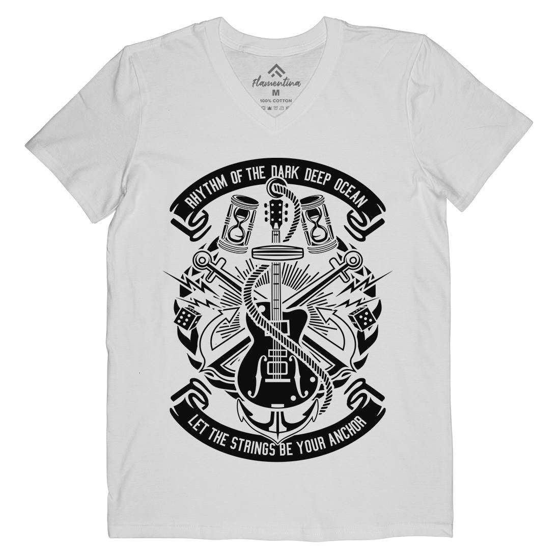 Rhythm Of Dark Ocean Mens V-Neck T-Shirt Navy B611