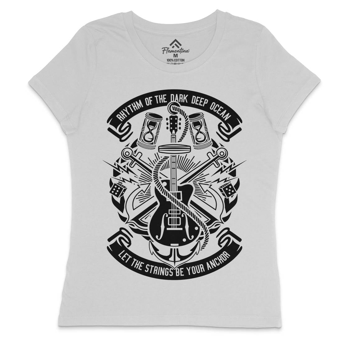 Rhythm Of Dark Ocean Womens Crew Neck T-Shirt Navy B611