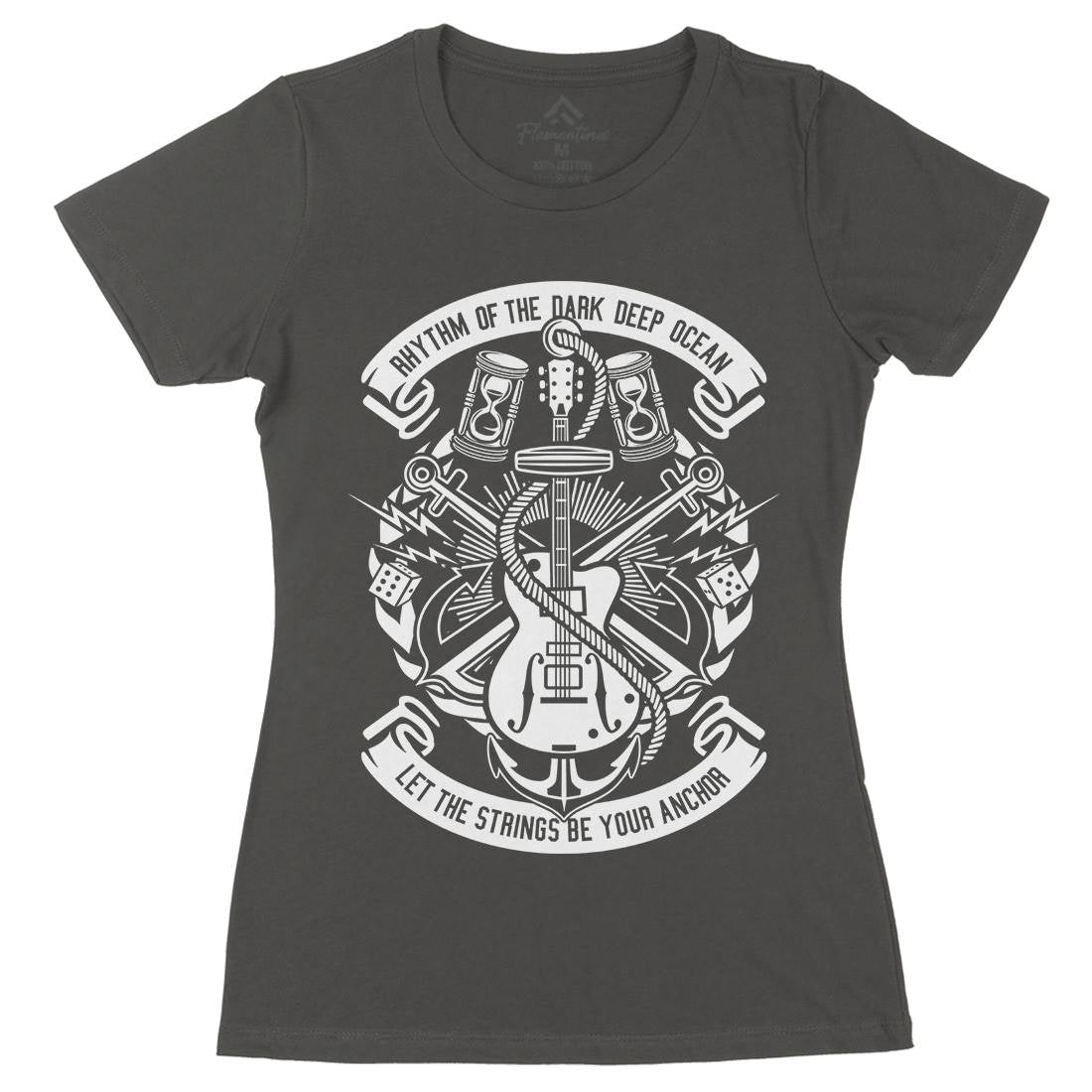 Rhythm Of Dark Ocean Womens Organic Crew Neck T-Shirt Navy B611