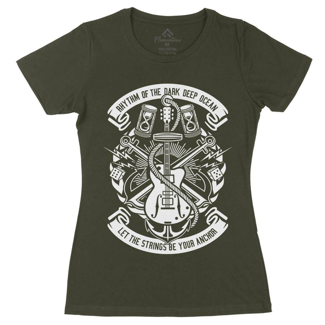 Rhythm Of Dark Ocean Womens Organic Crew Neck T-Shirt Navy B611