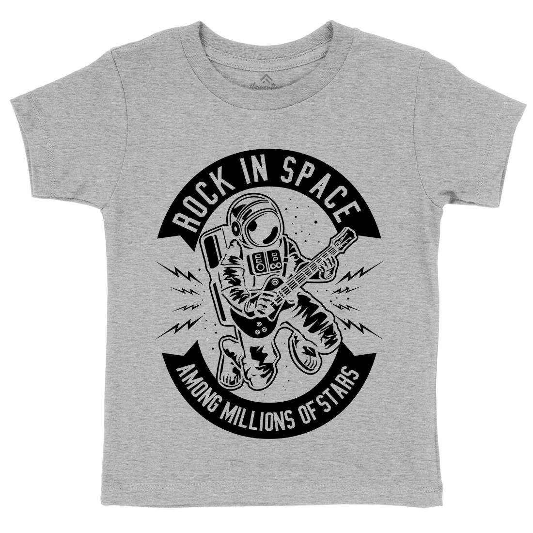 Rock In Space Kids Crew Neck T-Shirt Music B612