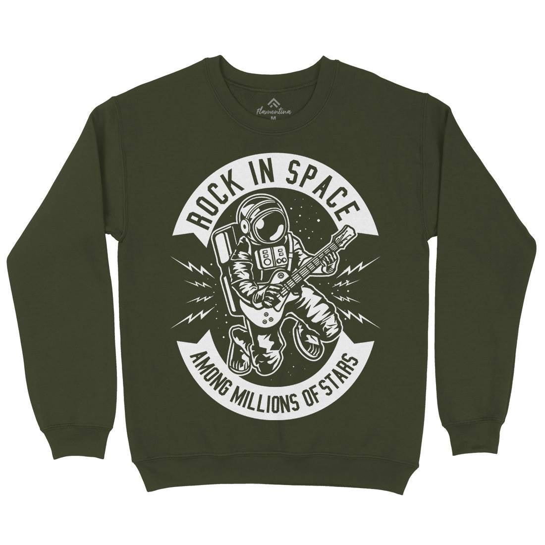 Rock In Space Mens Crew Neck Sweatshirt Music B612