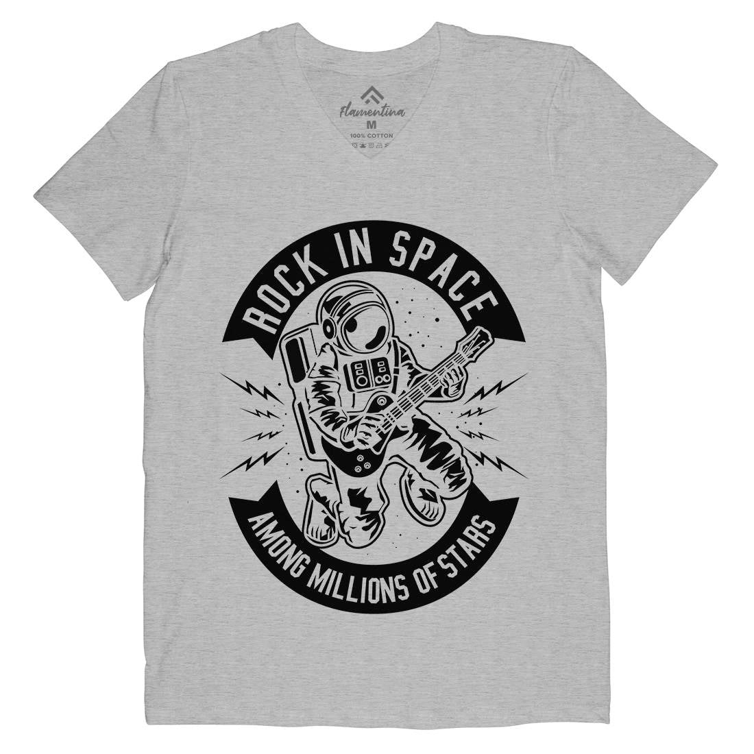 Rock In Space Mens Organic V-Neck T-Shirt Music B612