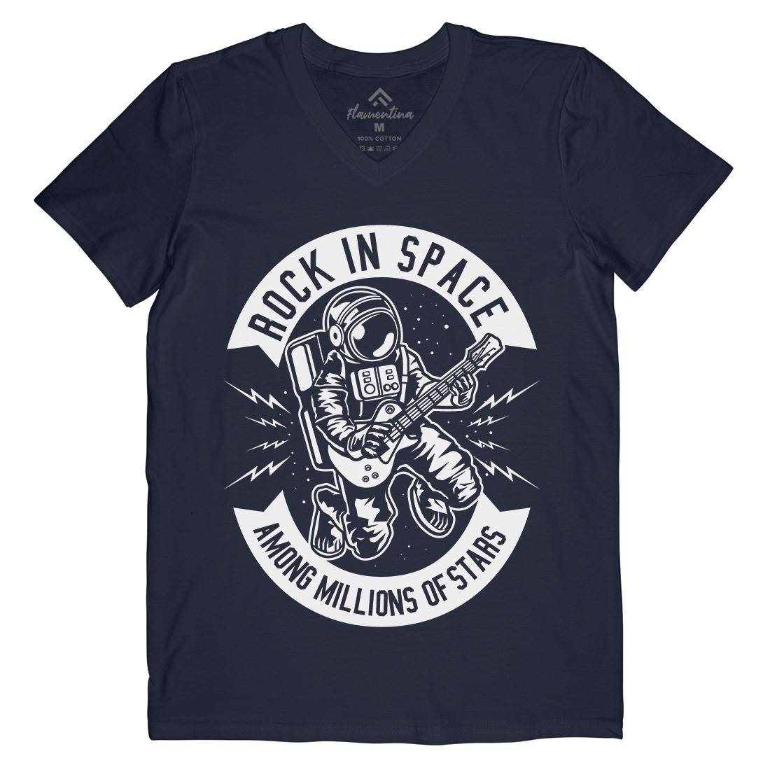 Rock In Space Mens V-Neck T-Shirt Music B612