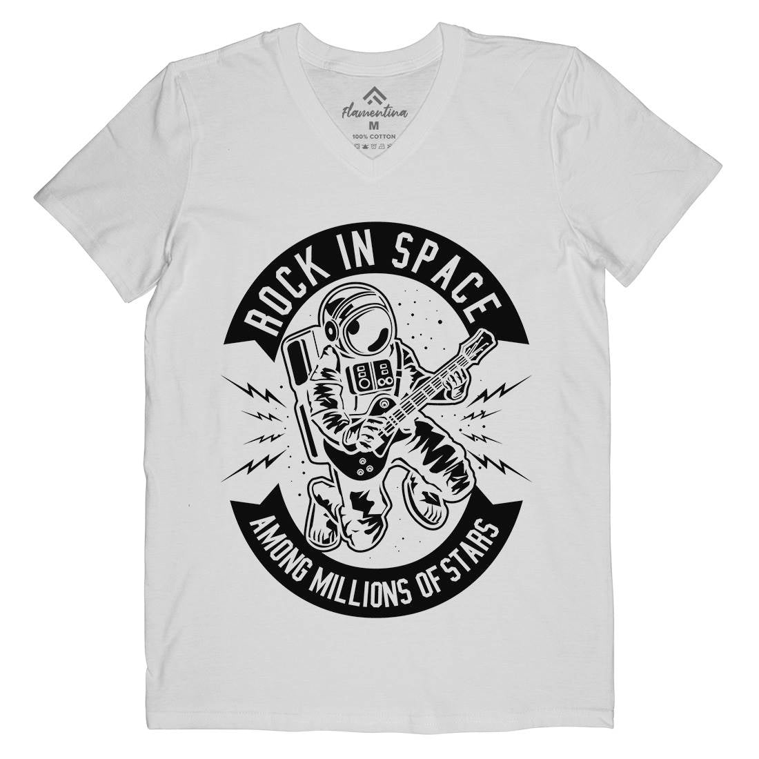 Rock In Space Mens Organic V-Neck T-Shirt Music B612