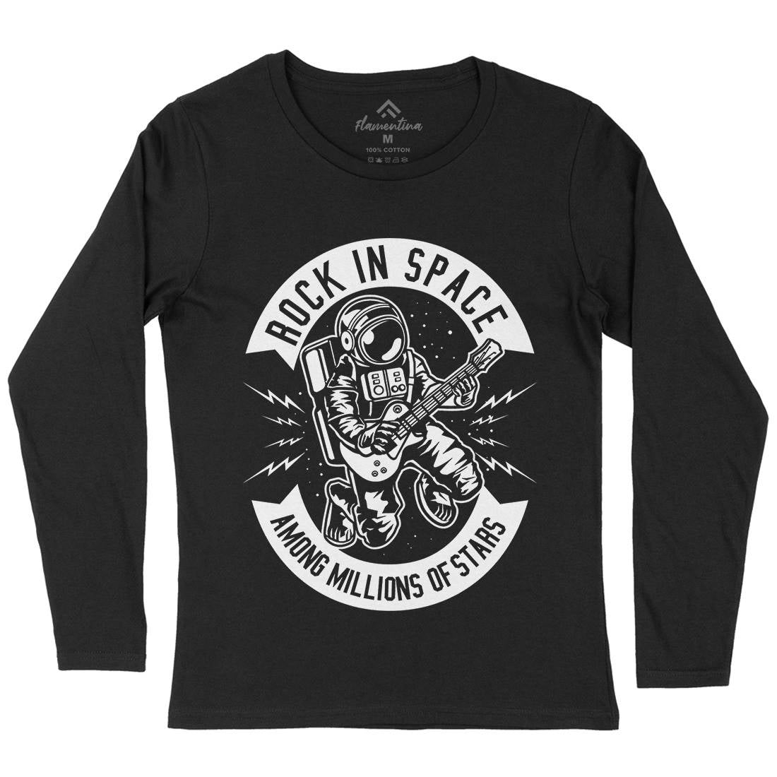 Rock In Space Womens Long Sleeve T-Shirt Music B612