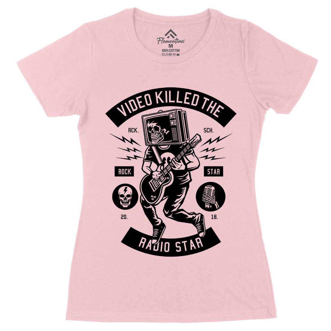 Rock Star Tv Womens Organic Crew Neck T-Shirt Music B613