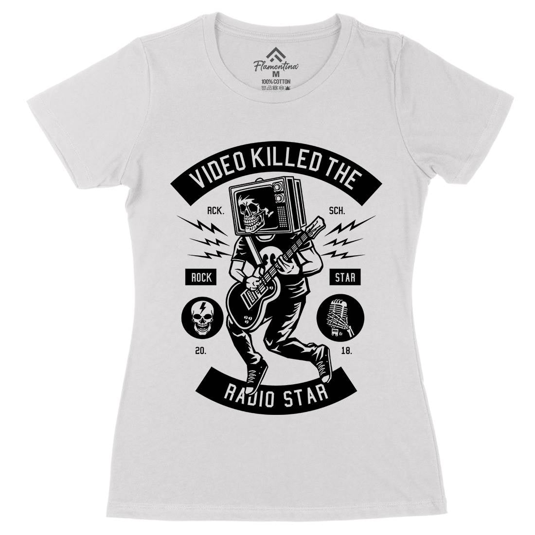 Rock Star Tv Womens Organic Crew Neck T-Shirt Music B613