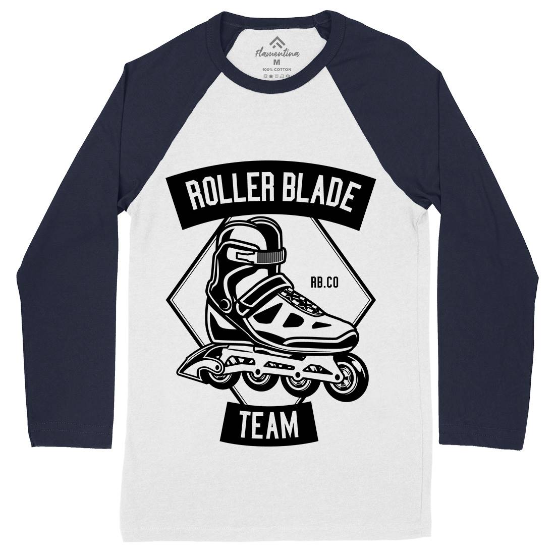 Roller Blade Mens Long Sleeve Baseball T-Shirt Skate B614