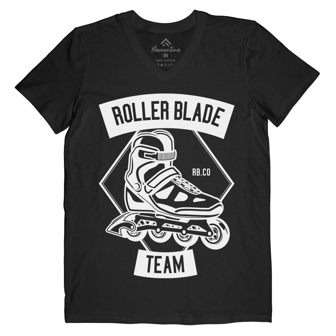Roller Blade Mens V-Neck T-Shirt Skate B614