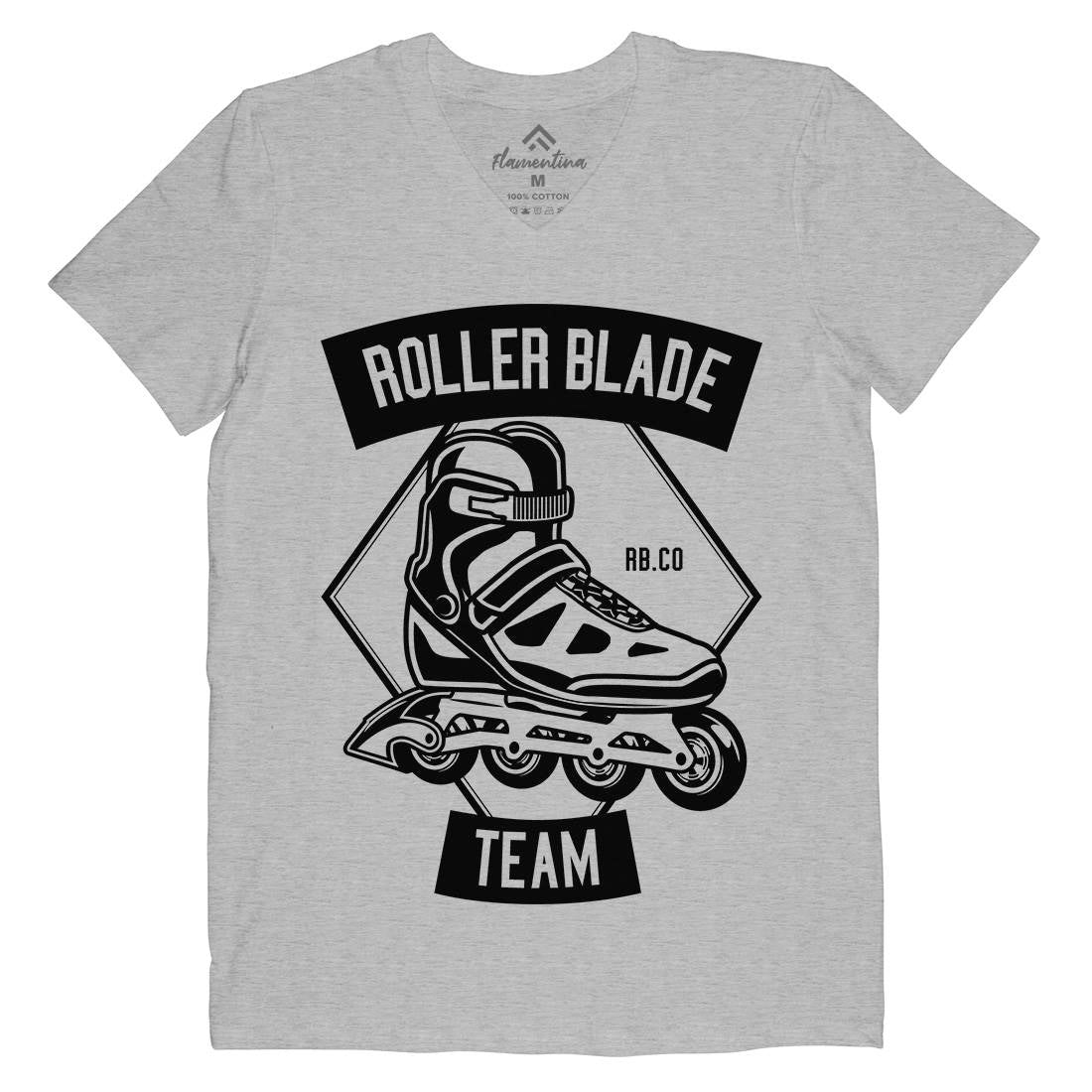 Roller Blade Mens V-Neck T-Shirt Skate B614