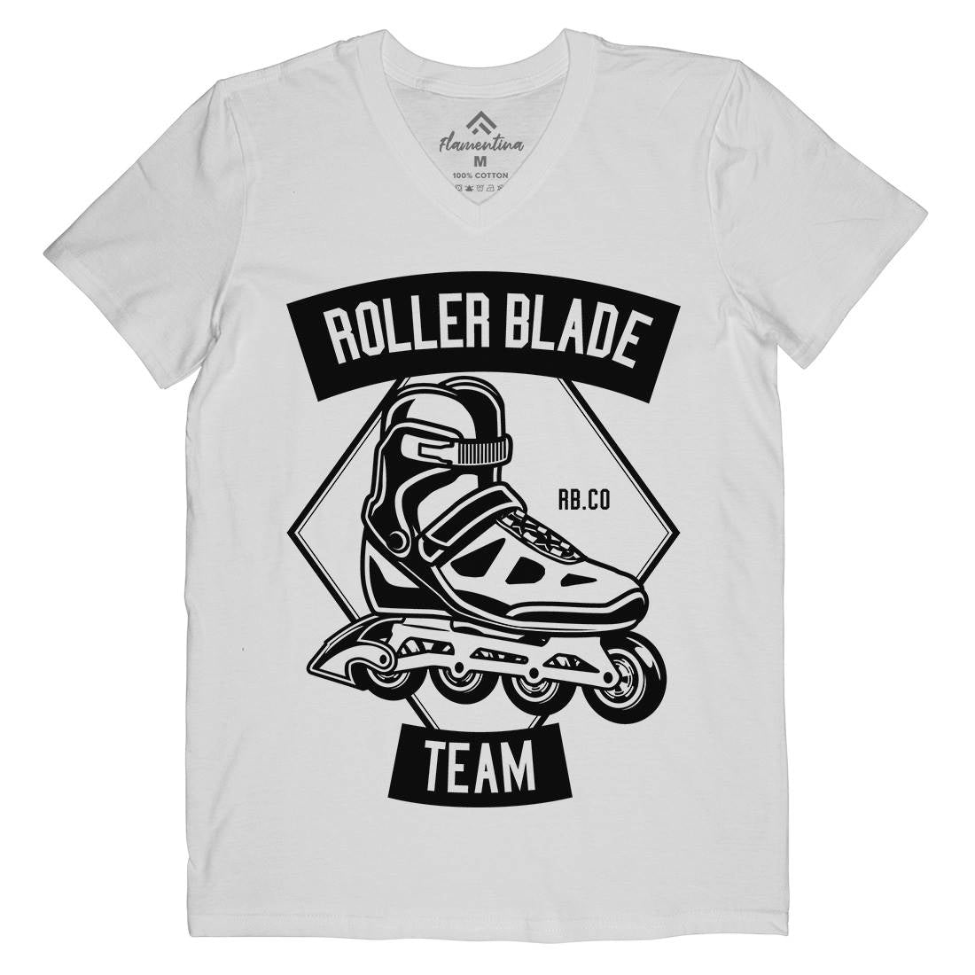 Roller Blade Mens Organic V-Neck T-Shirt Skate B614