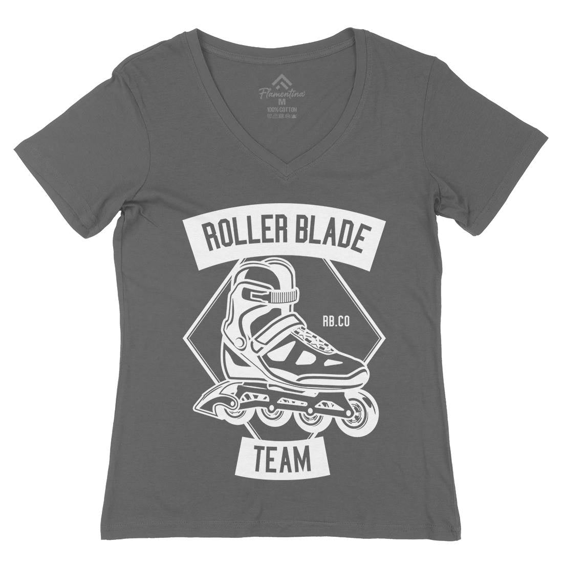Roller Blade Womens Organic V-Neck T-Shirt Skate B614