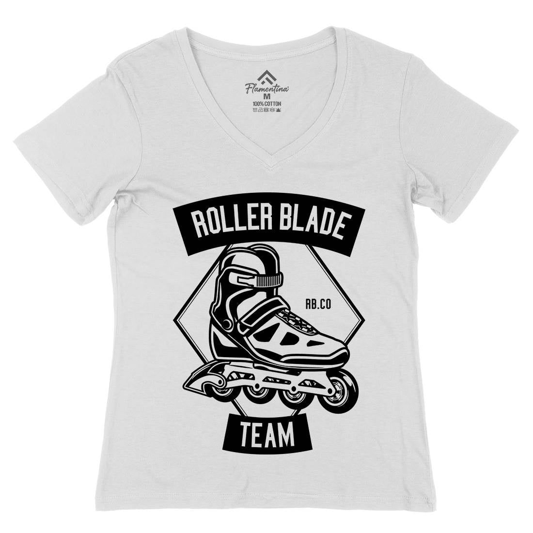 Roller Blade Womens Organic V-Neck T-Shirt Skate B614