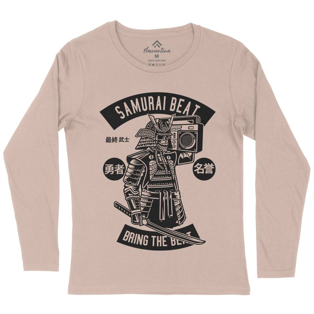 Samurai Beat Womens Long Sleeve T-Shirt Asian B615