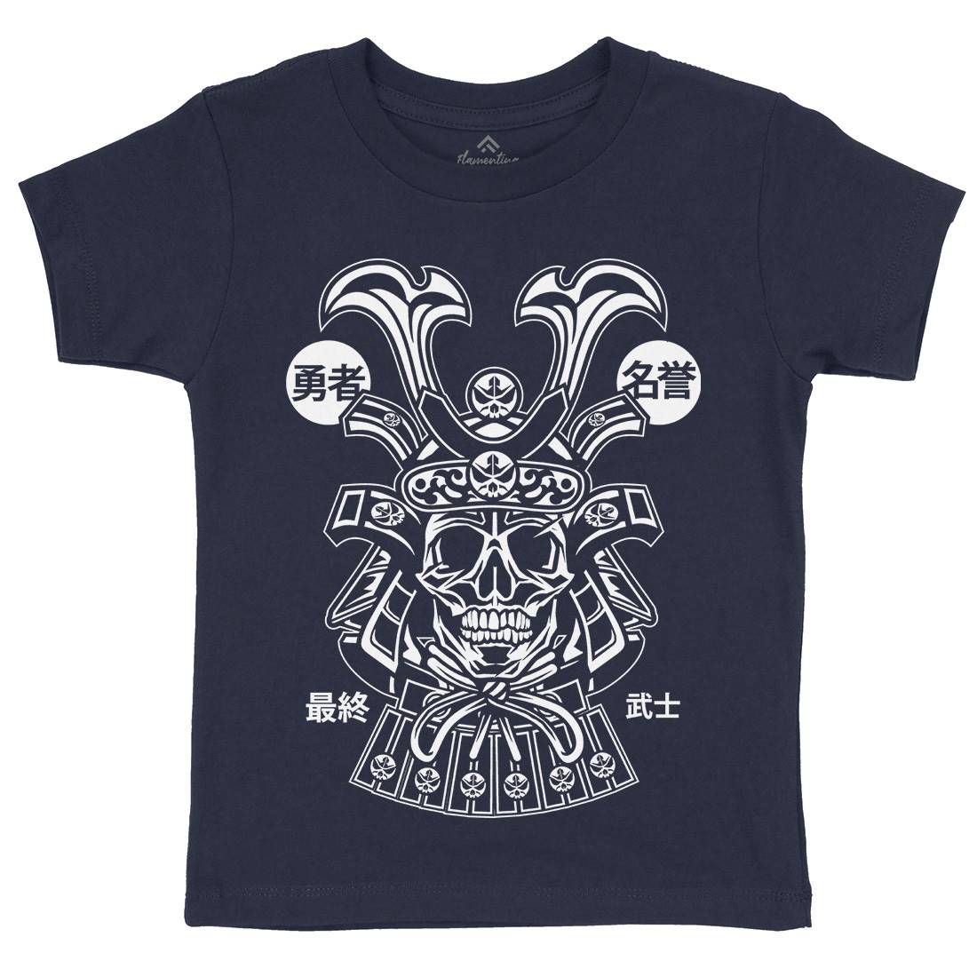 Samurai Skull Kids Organic Crew Neck T-Shirt Asian B616