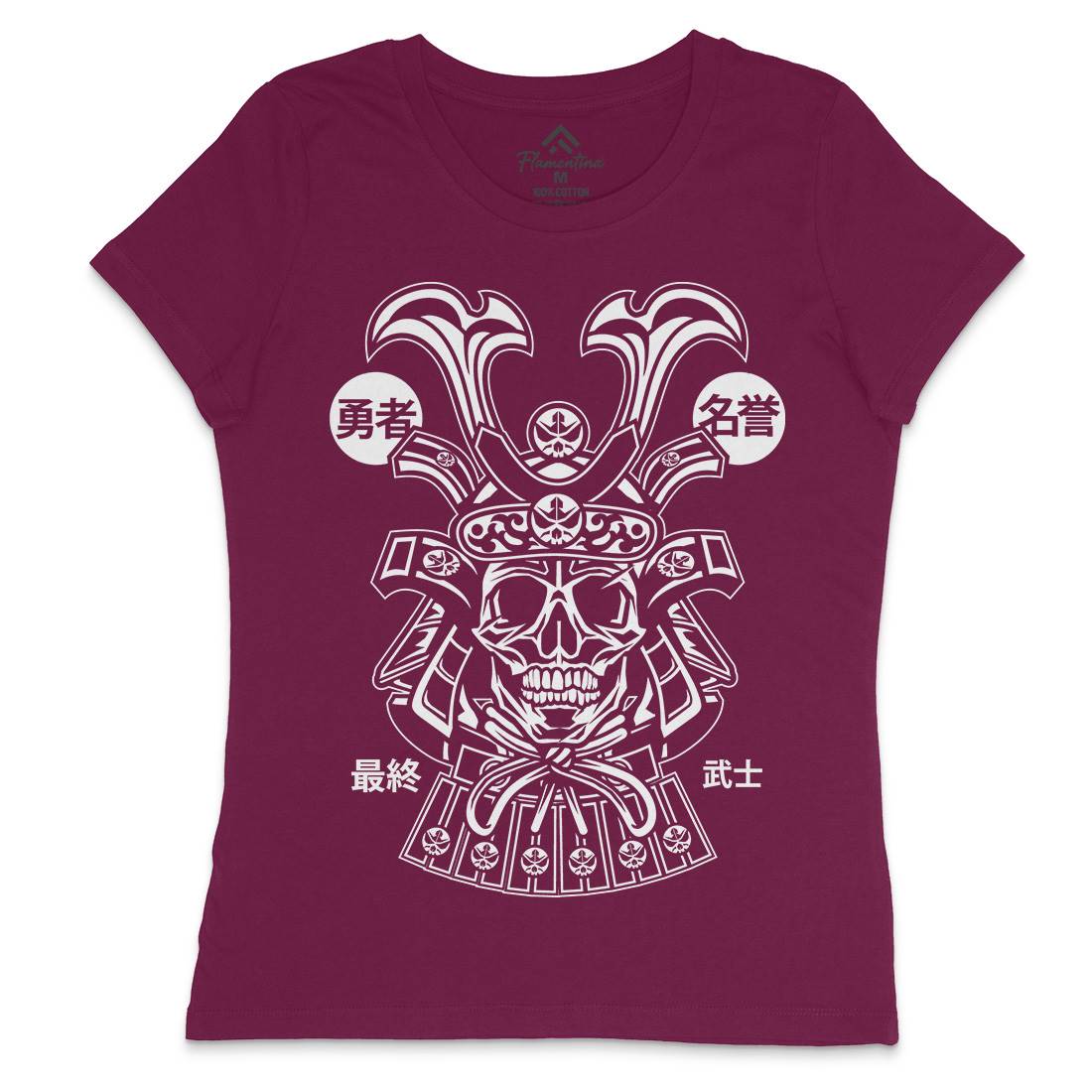 Samurai Skull Womens Crew Neck T-Shirt Asian B616
