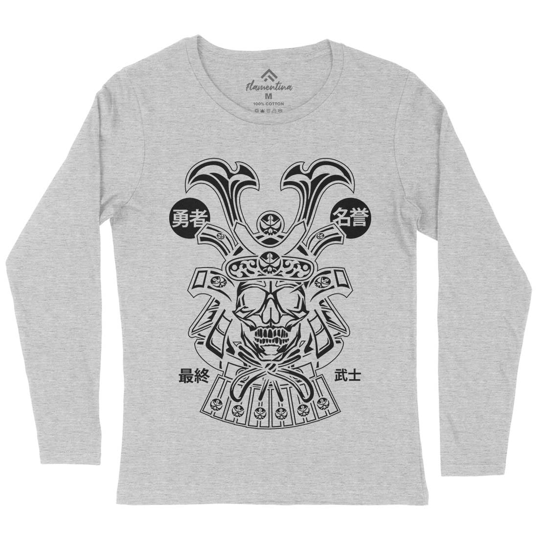 Samurai Skull Womens Long Sleeve T-Shirt Asian B616