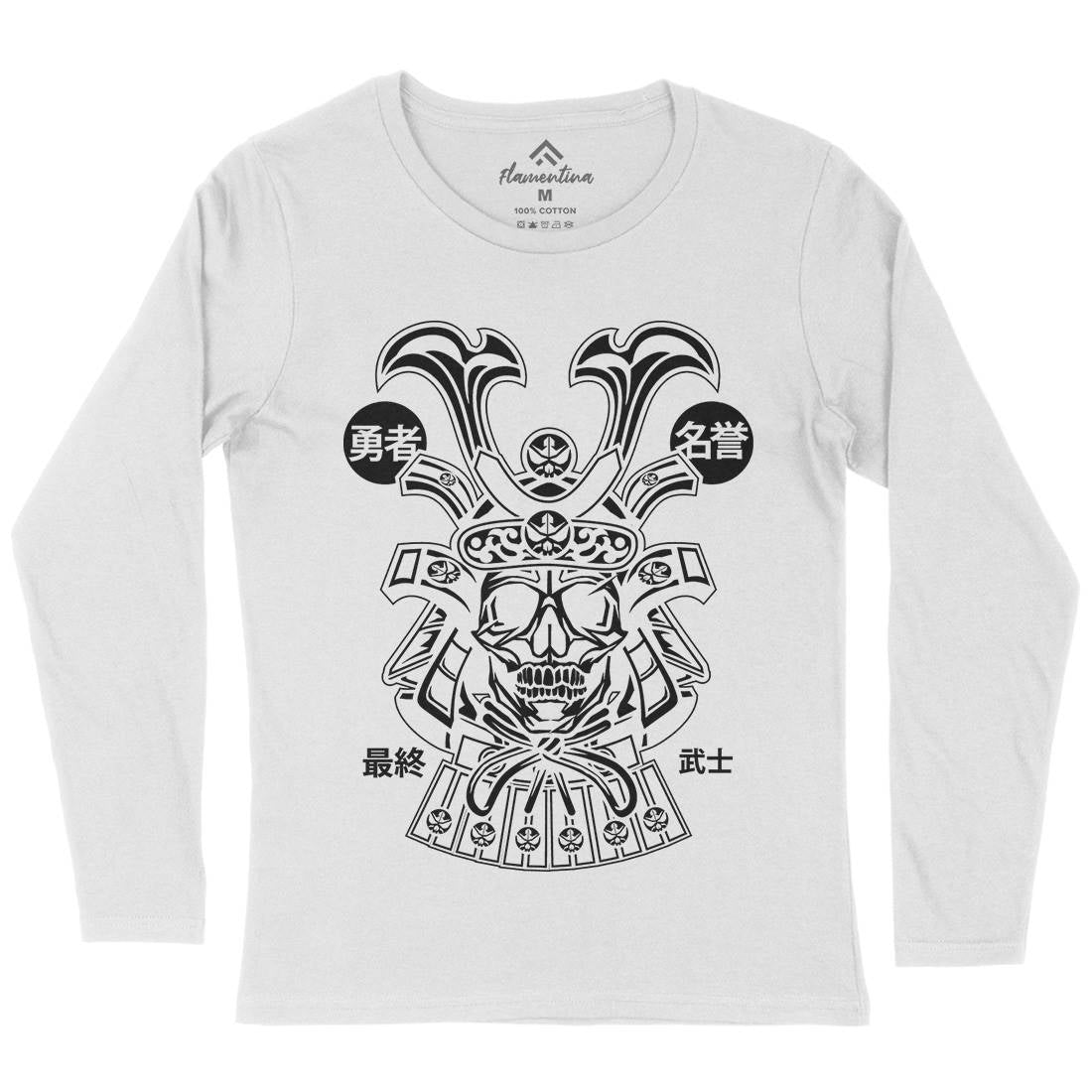 Samurai Skull Womens Long Sleeve T-Shirt Asian B616