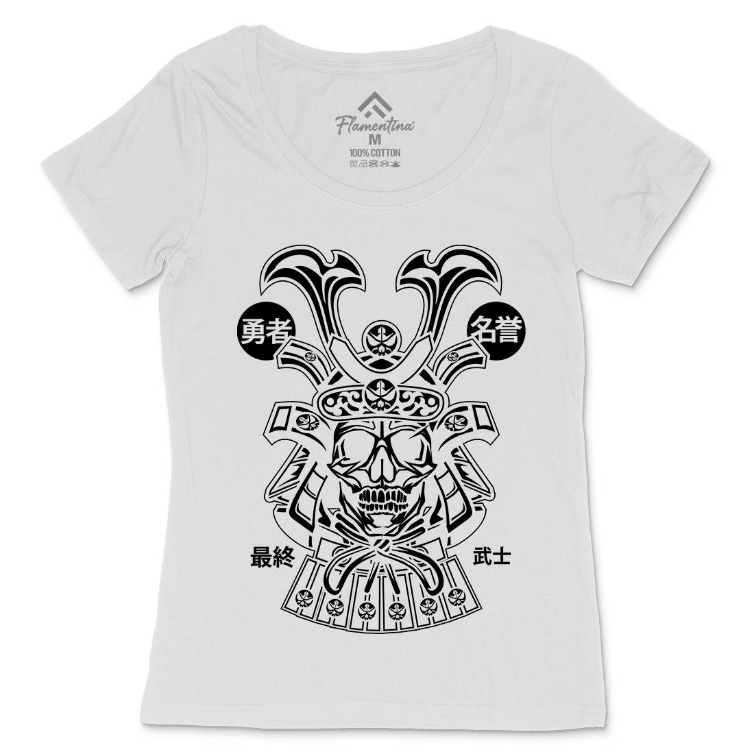 Samurai Skull Womens Scoop Neck T-Shirt Asian B616