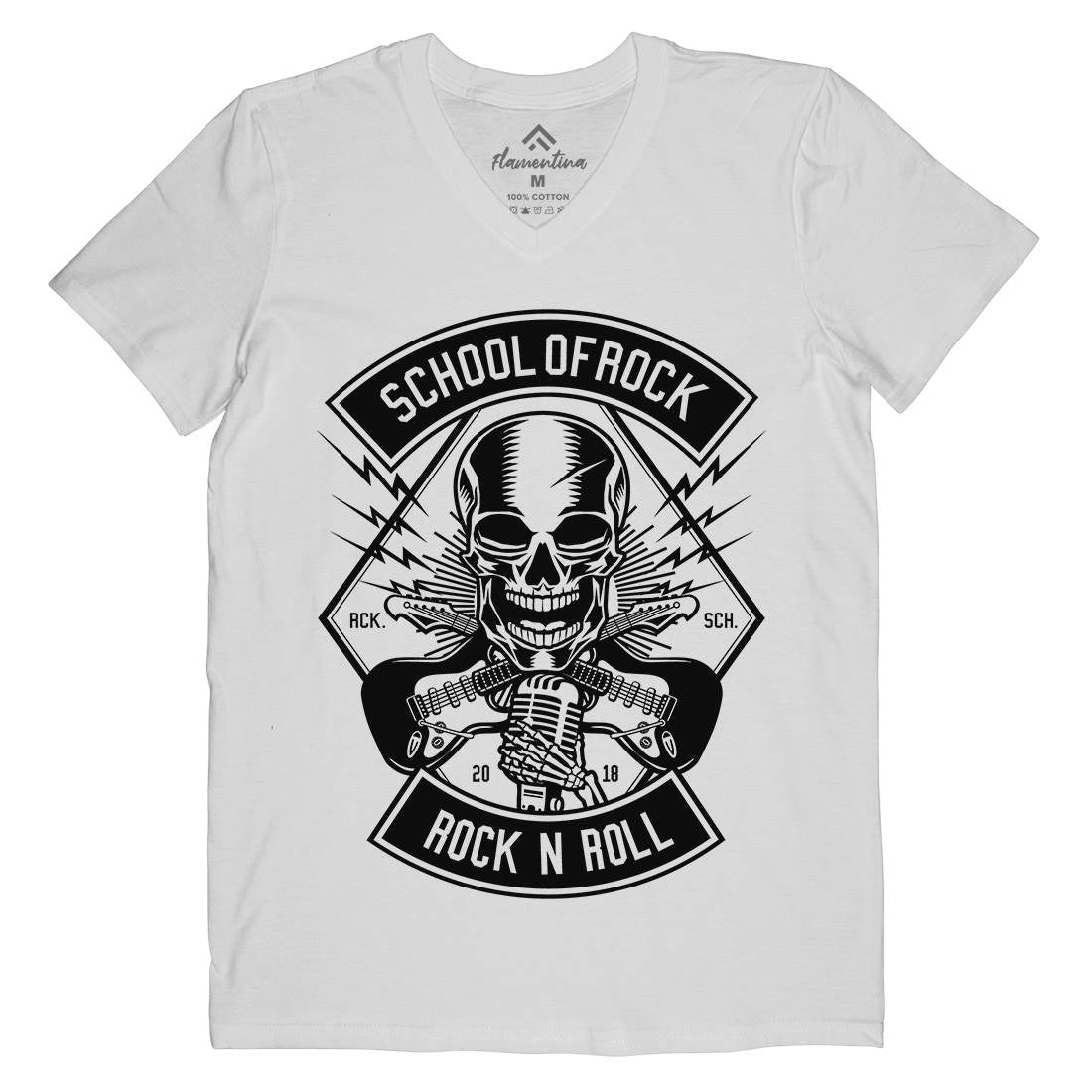 Rock School Mens Organic V-Neck T-Shirt Music B617