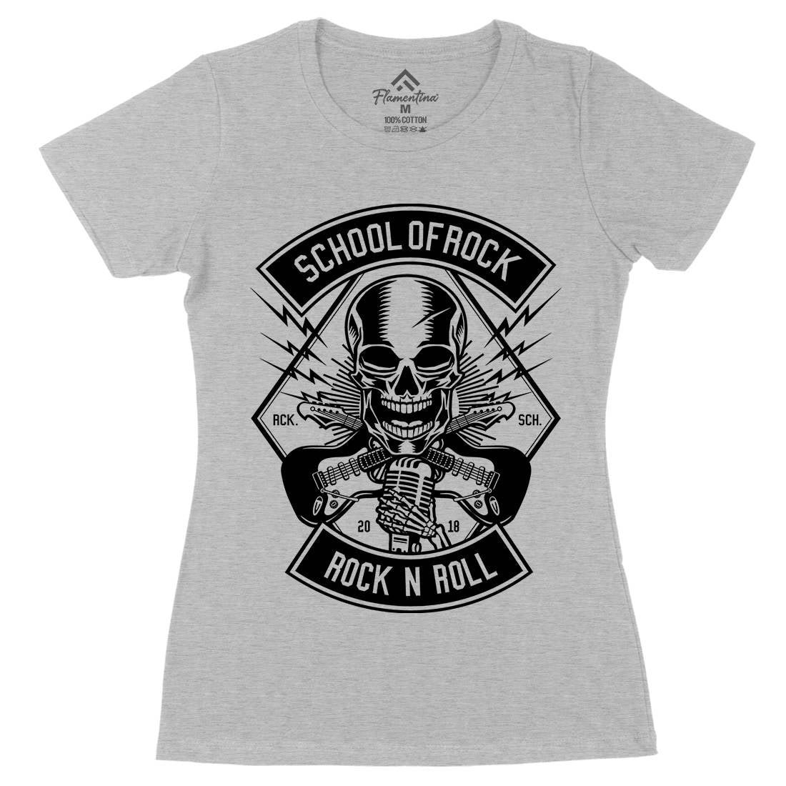 Rock School Womens Organic Crew Neck T-Shirt Music B617