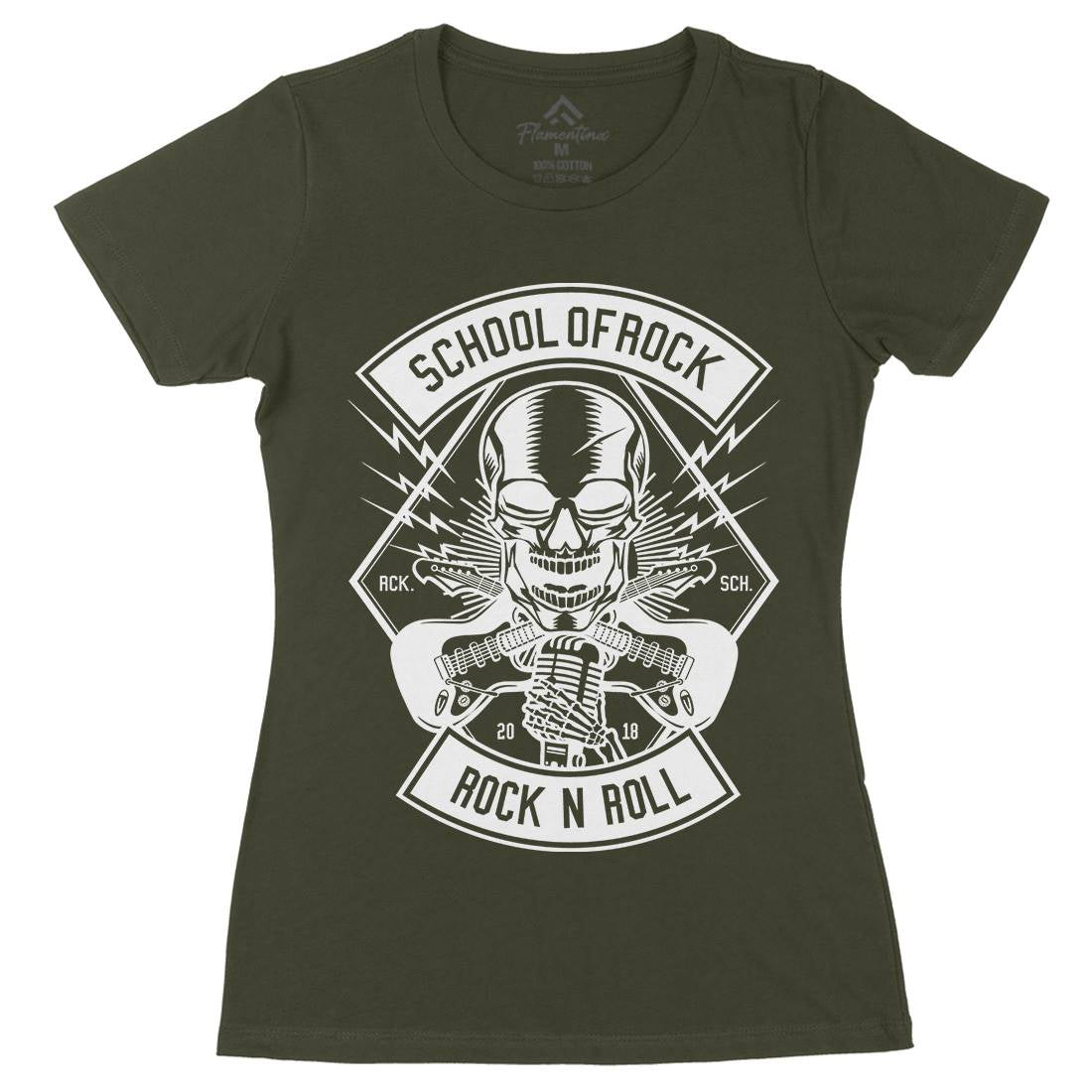 Rock School Womens Organic Crew Neck T-Shirt Music B617