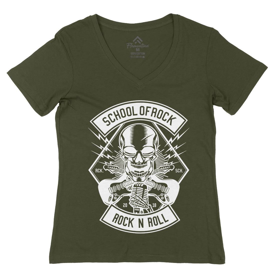 Rock School Womens Organic V-Neck T-Shirt Music B617