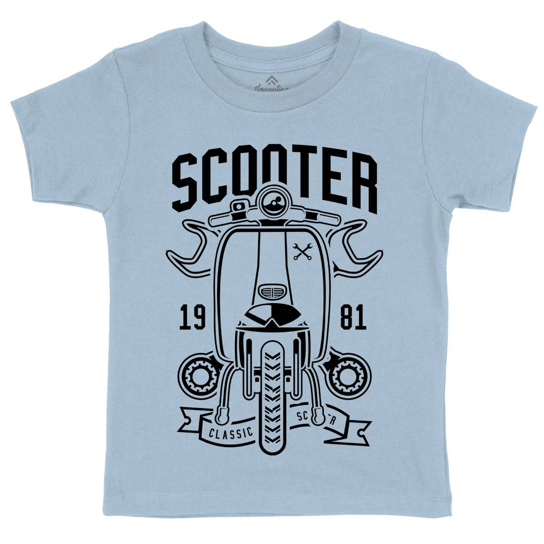Scooter Classic Kids Organic Crew Neck T-Shirt Motorcycles B618