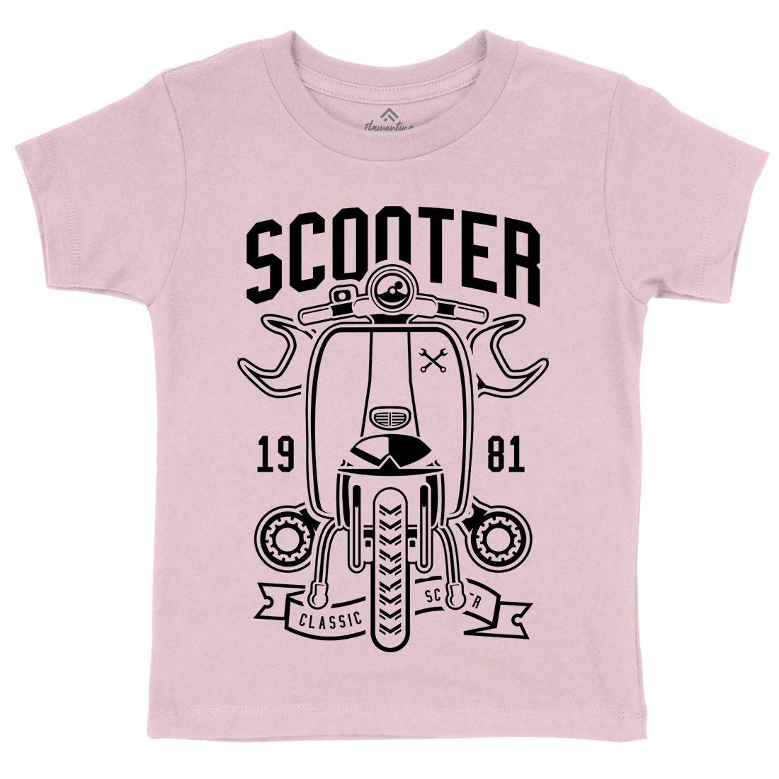 Scooter Classic Kids Organic Crew Neck T-Shirt Motorcycles B618
