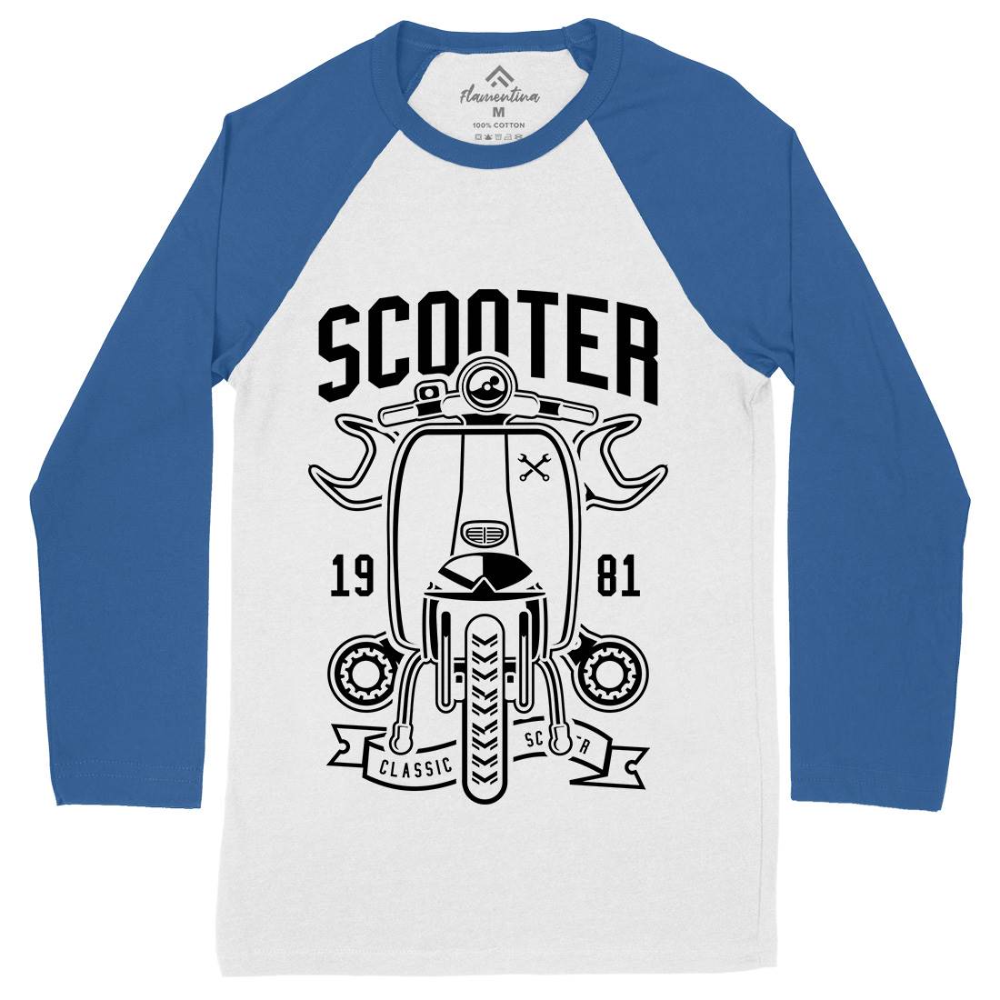 Scooter Classic Mens Long Sleeve Baseball T-Shirt Motorcycles B618