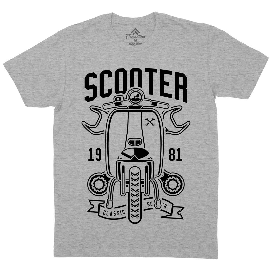 Scooter Classic Mens Crew Neck T-Shirt Motorcycles B618