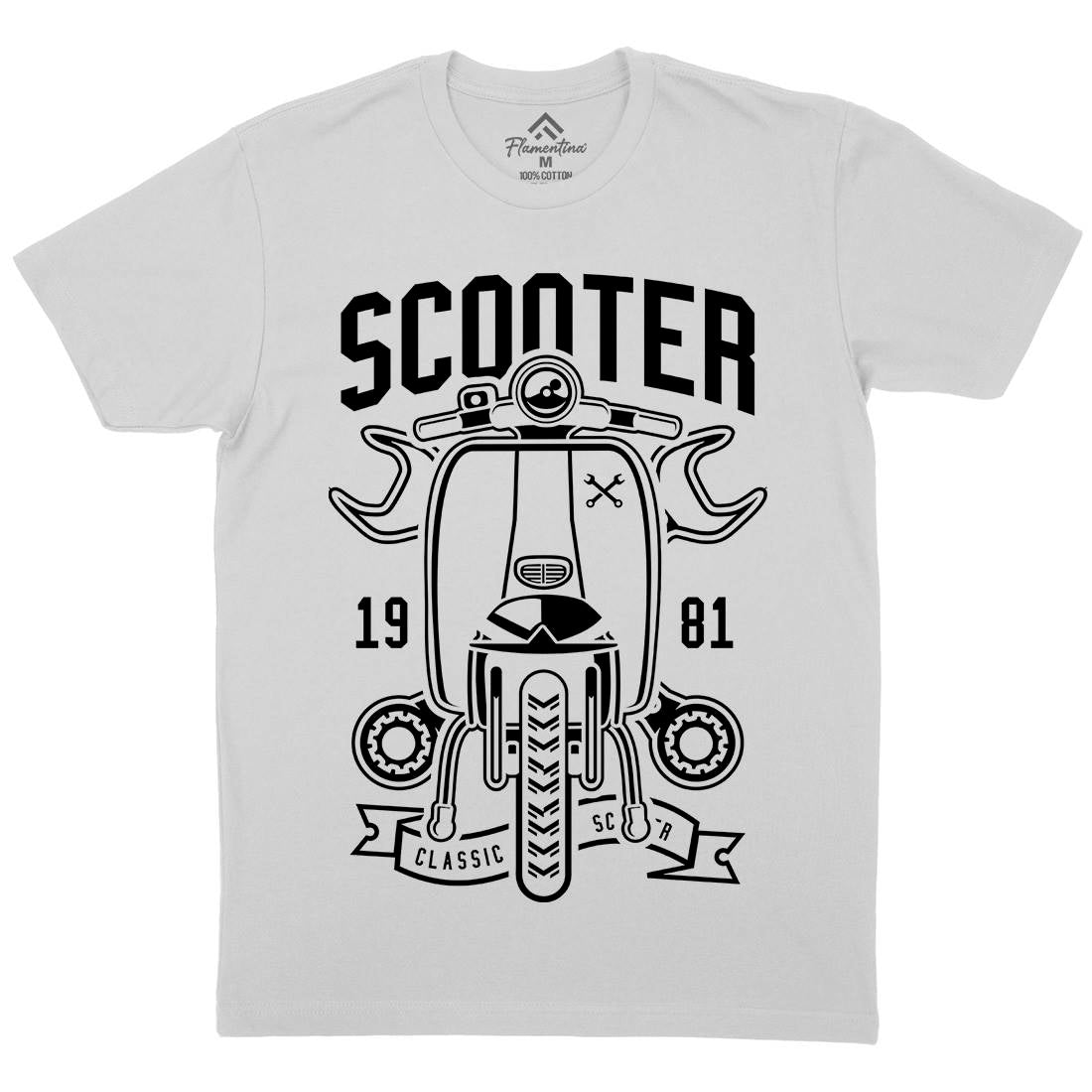 Scooter Classic Mens Crew Neck T-Shirt Motorcycles B618