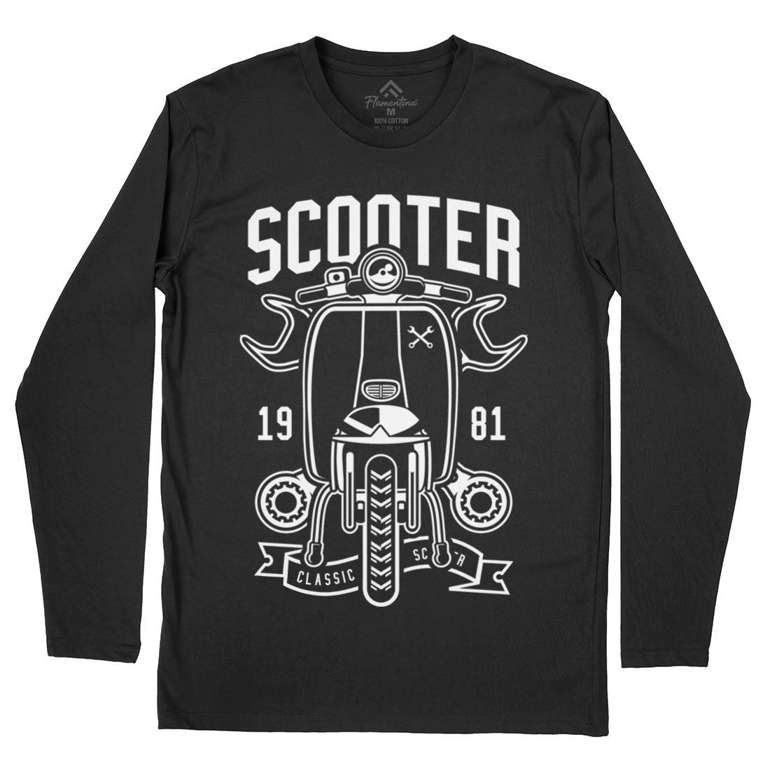Scooter Classic Mens Long Sleeve T-Shirt Motorcycles B618