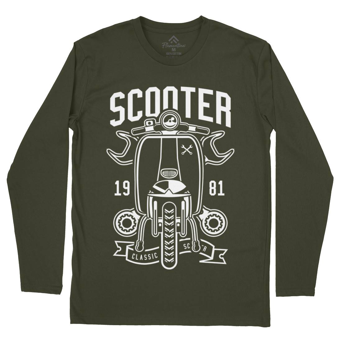 Scooter Classic Mens Long Sleeve T-Shirt Motorcycles B618