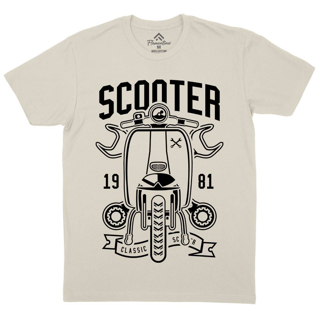Scooter Classic Mens Organic Crew Neck T-Shirt Motorcycles B618