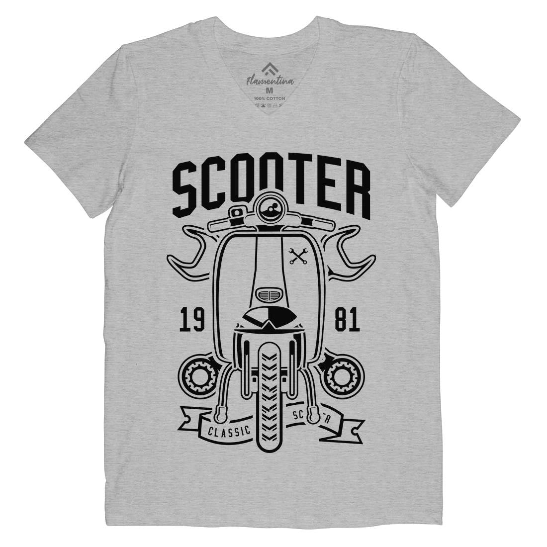 Scooter Classic Mens V-Neck T-Shirt Motorcycles B618