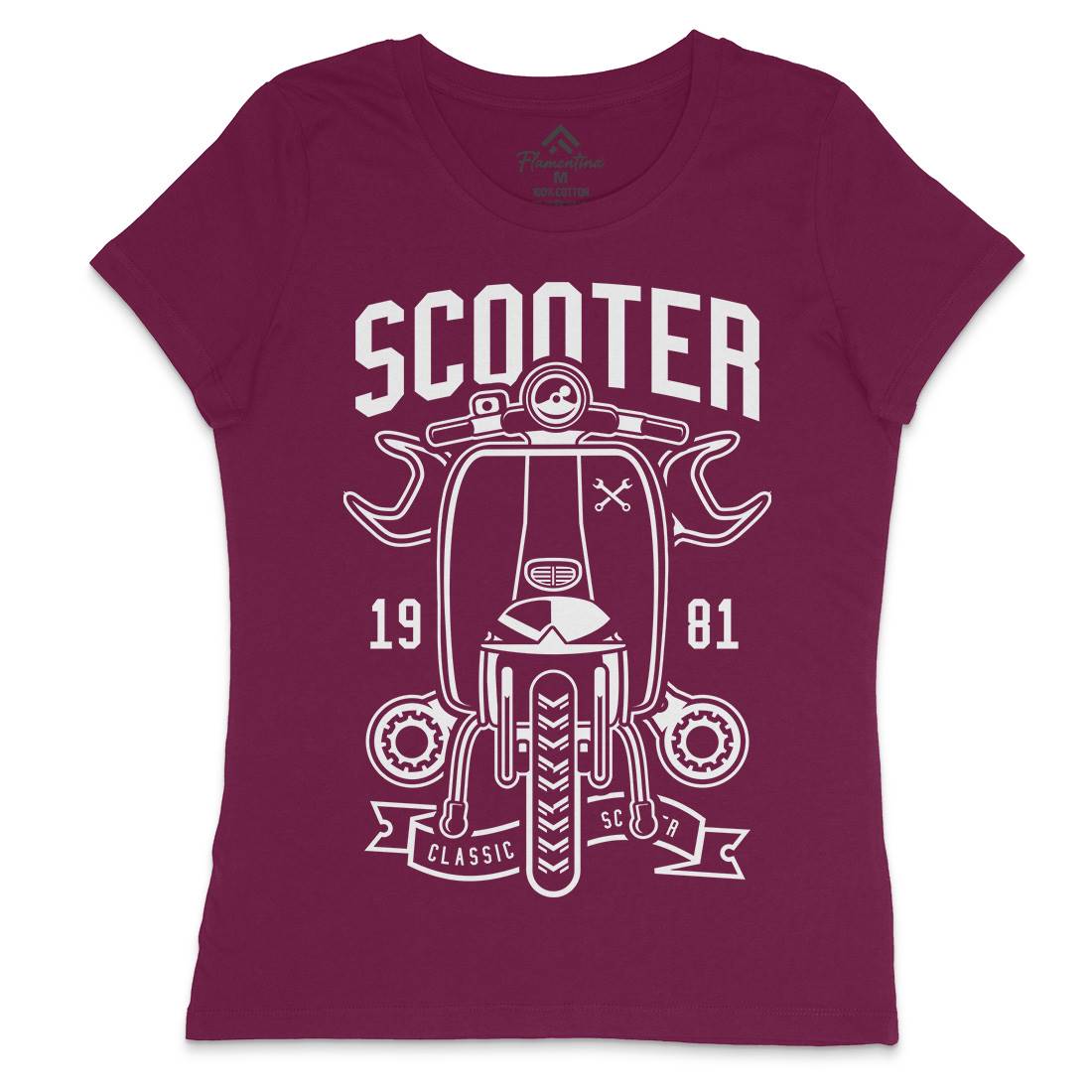 Scooter Classic Womens Crew Neck T-Shirt Motorcycles B618