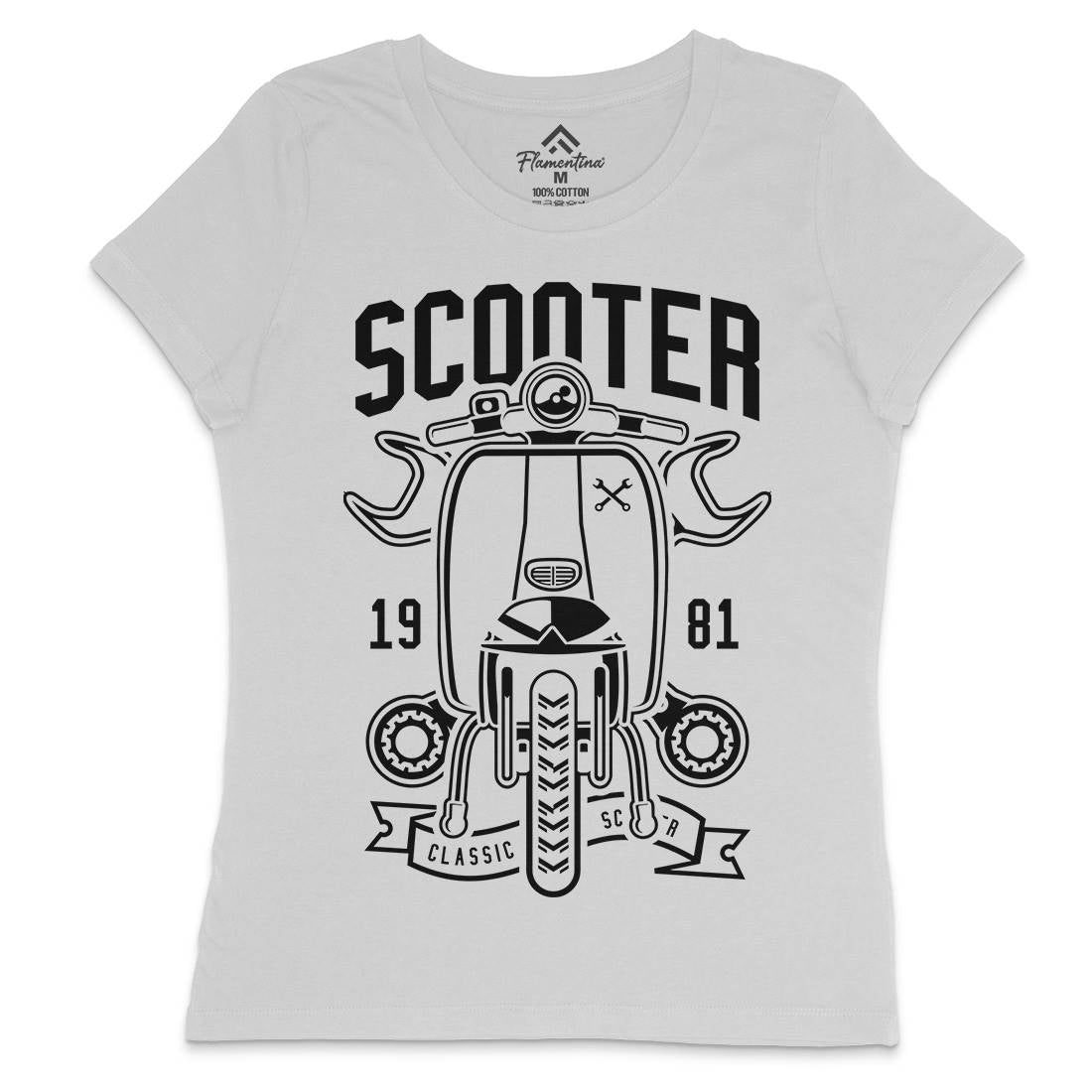 Scooter Classic Womens Crew Neck T-Shirt Motorcycles B618