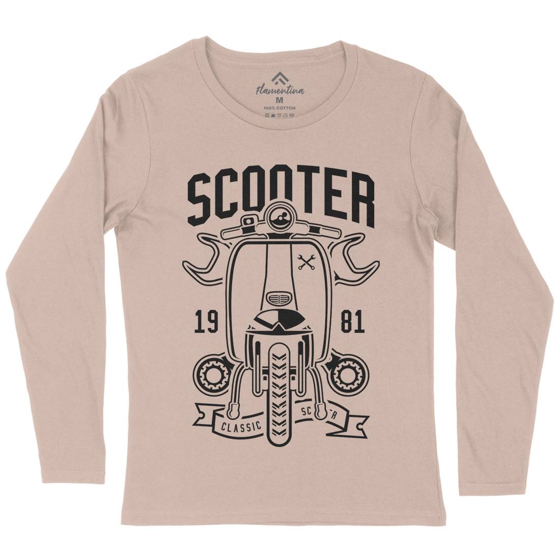 Scooter Classic Womens Long Sleeve T-Shirt Motorcycles B618