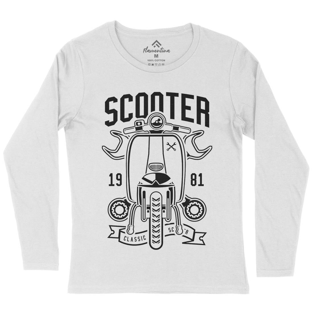 Scooter Classic Womens Long Sleeve T-Shirt Motorcycles B618