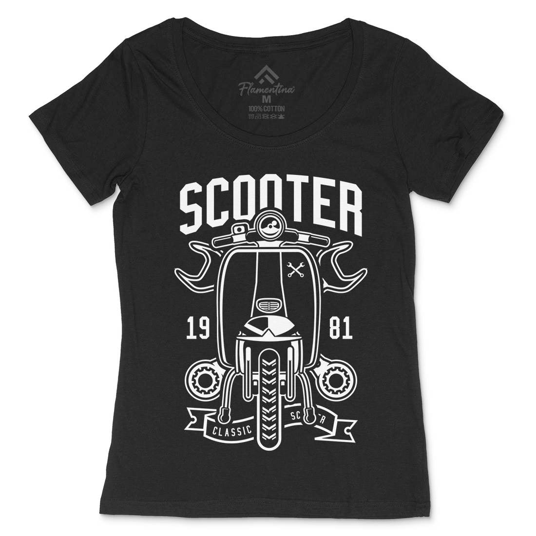 Scooter Classic Womens Scoop Neck T-Shirt Motorcycles B618