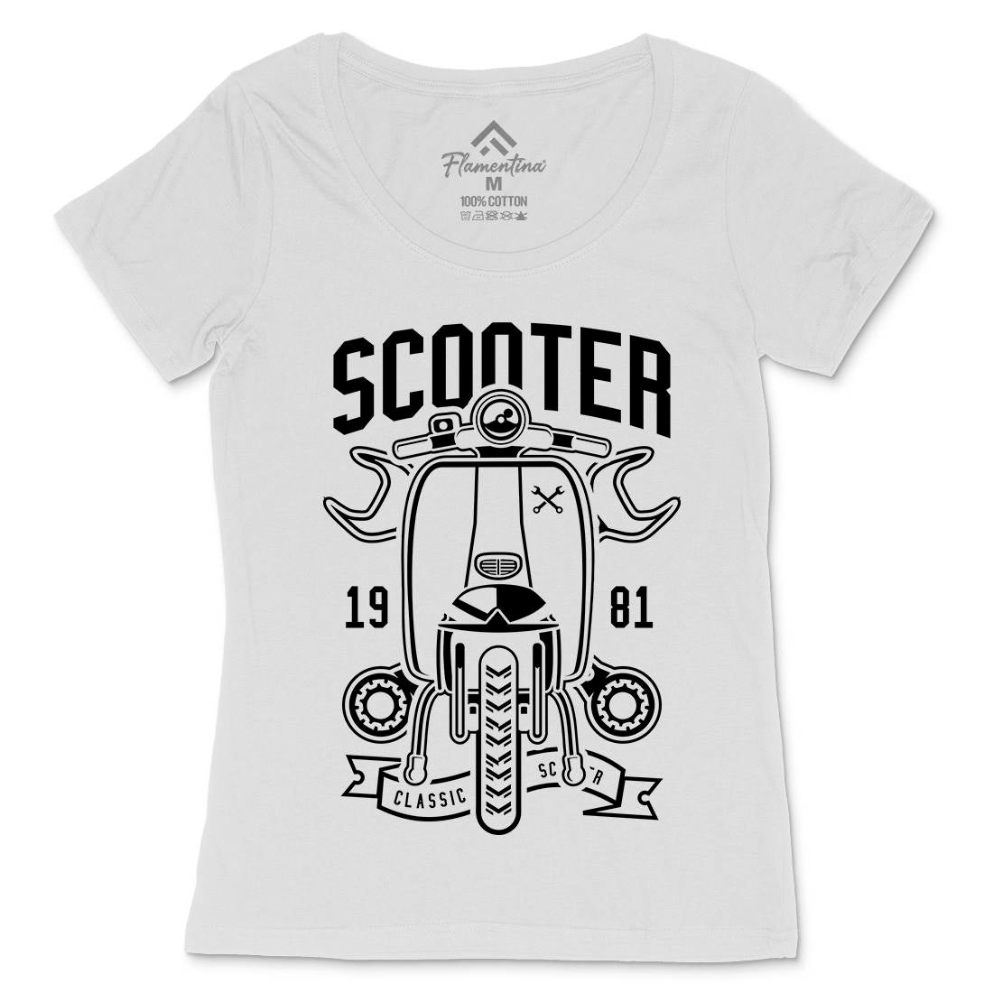 Scooter Classic Womens Scoop Neck T-Shirt Motorcycles B618