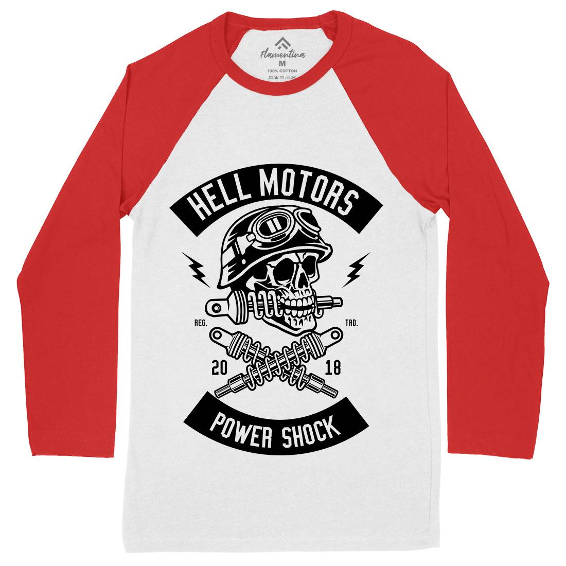Shock Breaker Skull Mens Long Sleeve Baseball T-Shirt Motorcycles B620