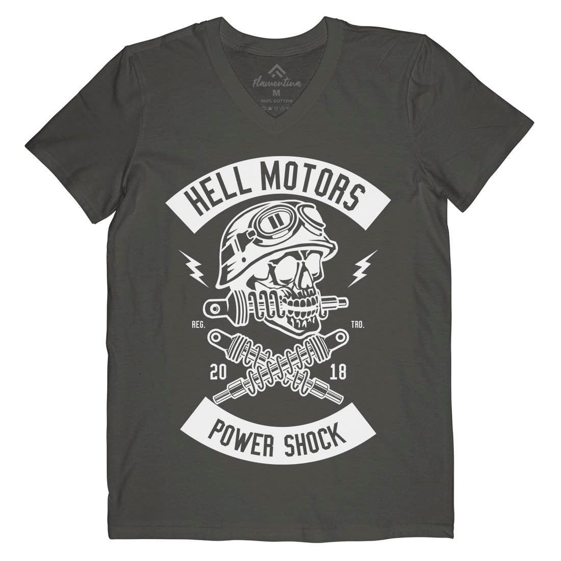 Shock Breaker Skull Mens V-Neck T-Shirt Motorcycles B620