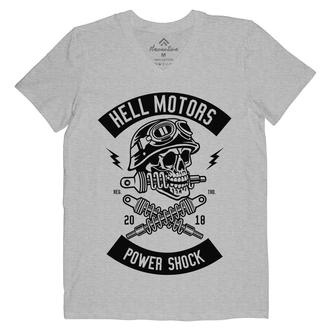 Shock Breaker Skull Mens V-Neck T-Shirt Motorcycles B620